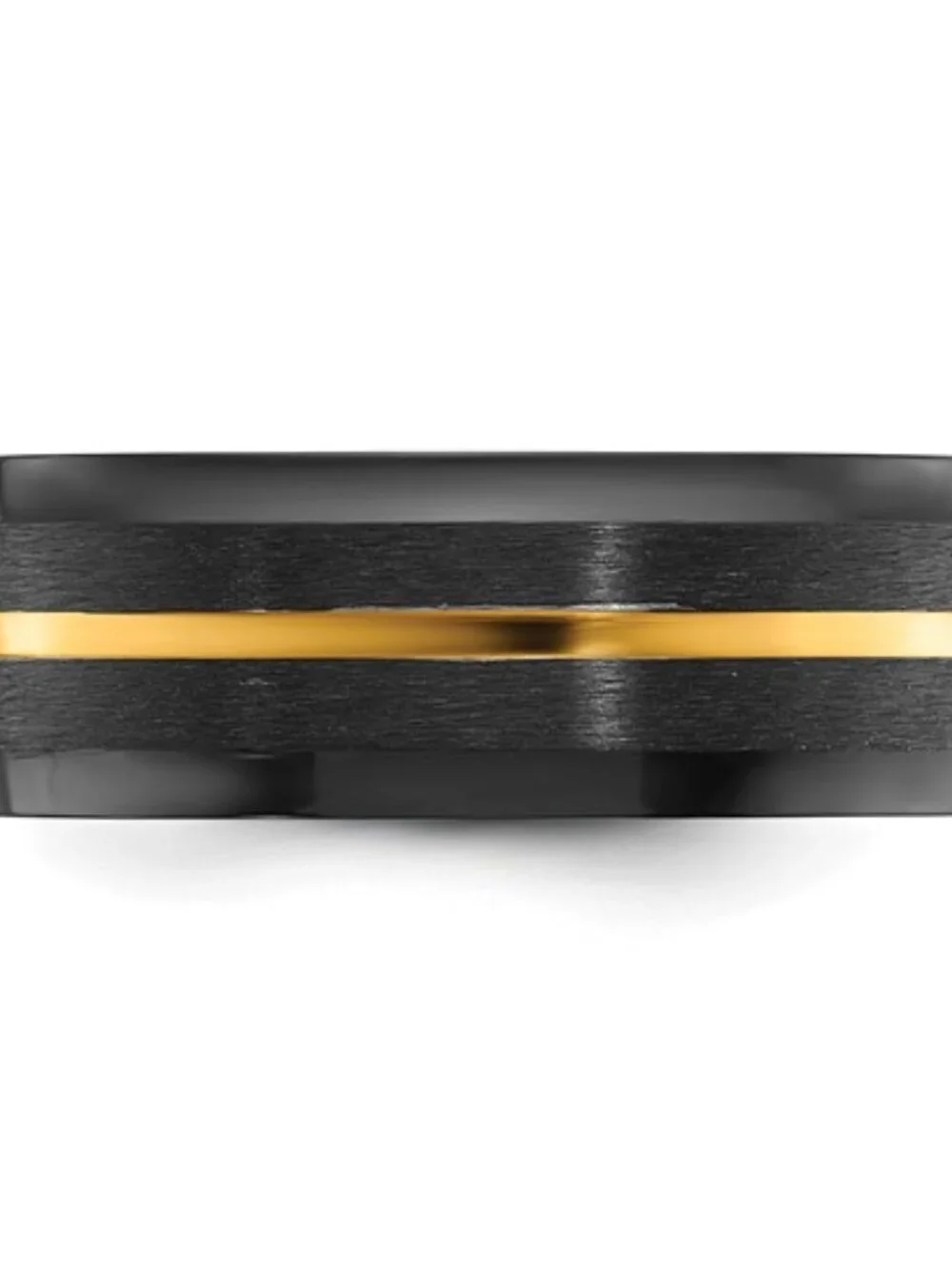 NWT Chisel Black Zirconium 8mm Wedding Band Yellow Gold IP Polished Accents